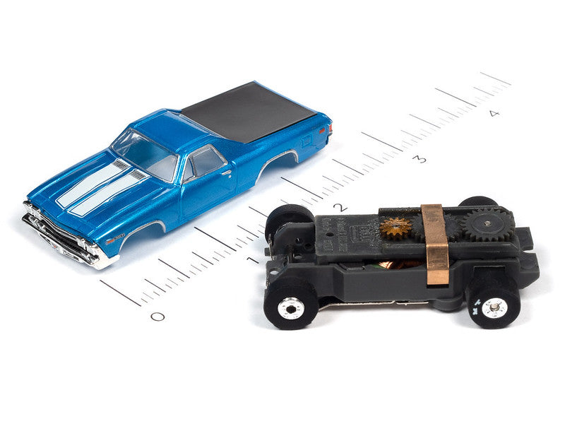 Auto World Thunderjet SC390-6A 2023 R1 OK USED CARS 1969 CHEVROLET EL CAMINO (BLUE) HO Scale Slot Car