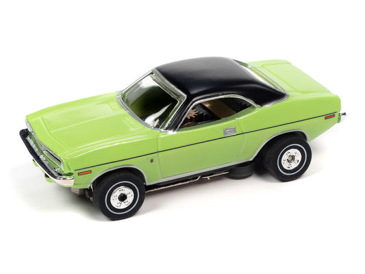 Auto World Thunderjet SC390-5A 2023 R1 OK USED CARS 1970 PLYMOUTH BARRACUDA GRAN COUPE (GREEN) HO Scale Slot Car