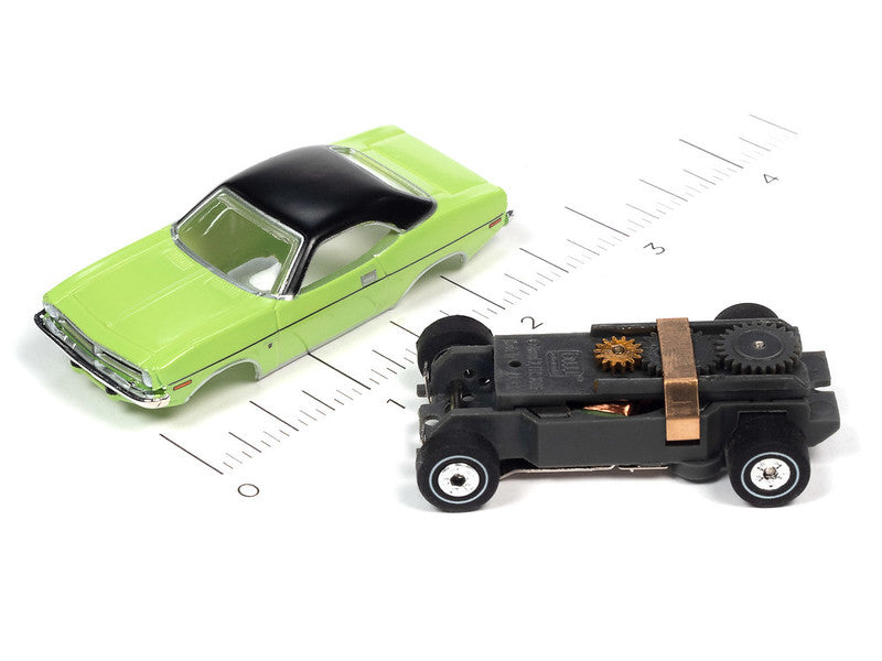 Auto World Thunderjet SC390-5A 2023 R1 OK USED CARS 1970 PLYMOUTH BARRACUDA GRAN COUPE (GREEN) HO Scale Slot Car