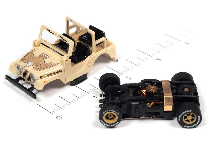 Auto World Xtraction SC388-2A 2023 R1 OFF ROAD 1979 JEEP CJ-7 (TAN) HO Scale Slot Car