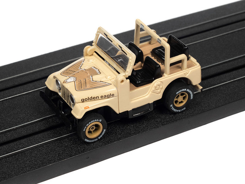 Auto World Xtraction SC388-2A 2023 R1 OFF ROAD 1979 JEEP CJ-7 (TAN) HO Scale Slot Car
