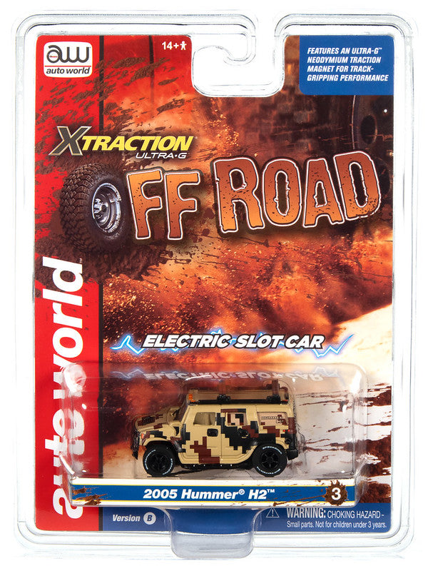Auto World Xtraction SC388-3B 2023 R1 OFF ROAD 2005 HUMMER H2 (CAMO) HO Scale Slot Car