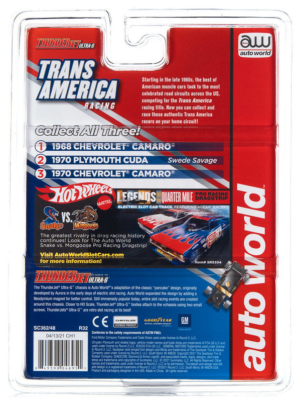 Auto World Thunderjet SC362-3 R32 1970 Chevrolet Camaro #1 Jim Hall HO Scale Slot Car