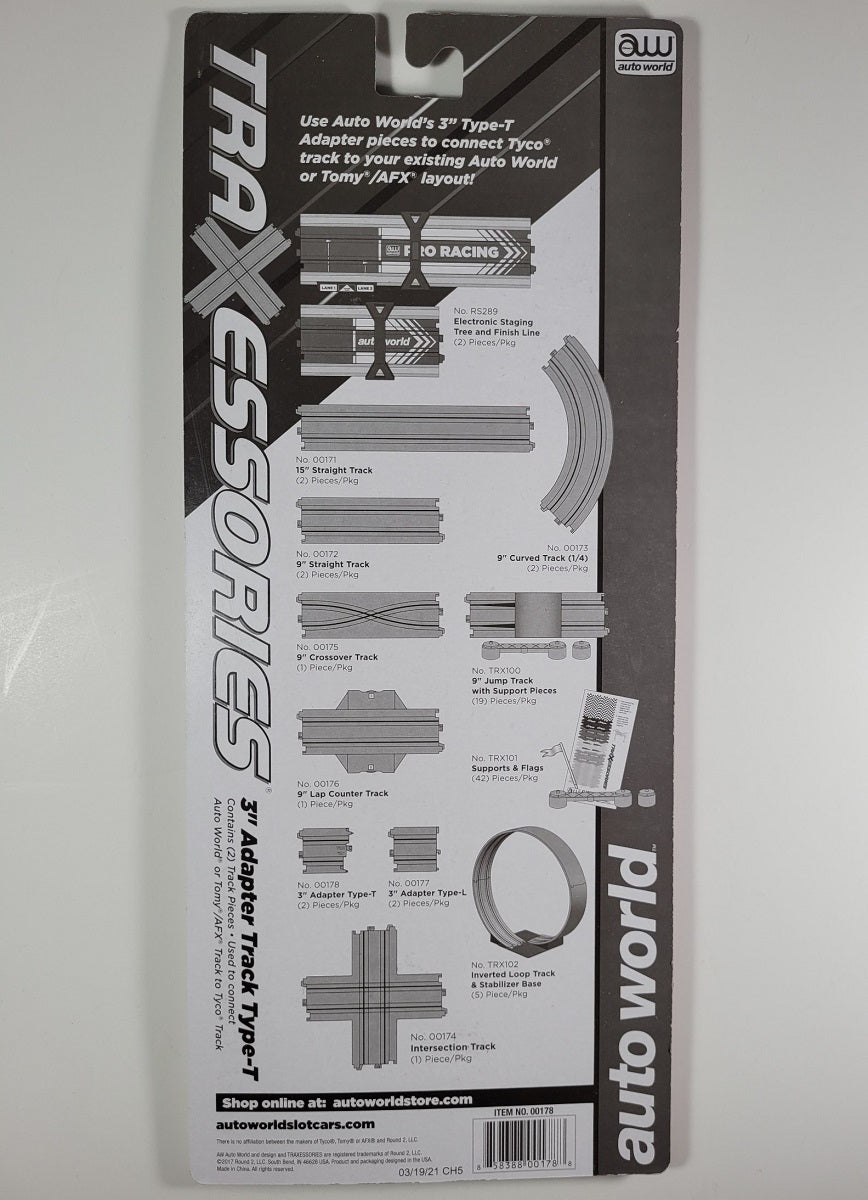 Auto World Track 00178 3" Adapter Track Type-T (2) pieces
