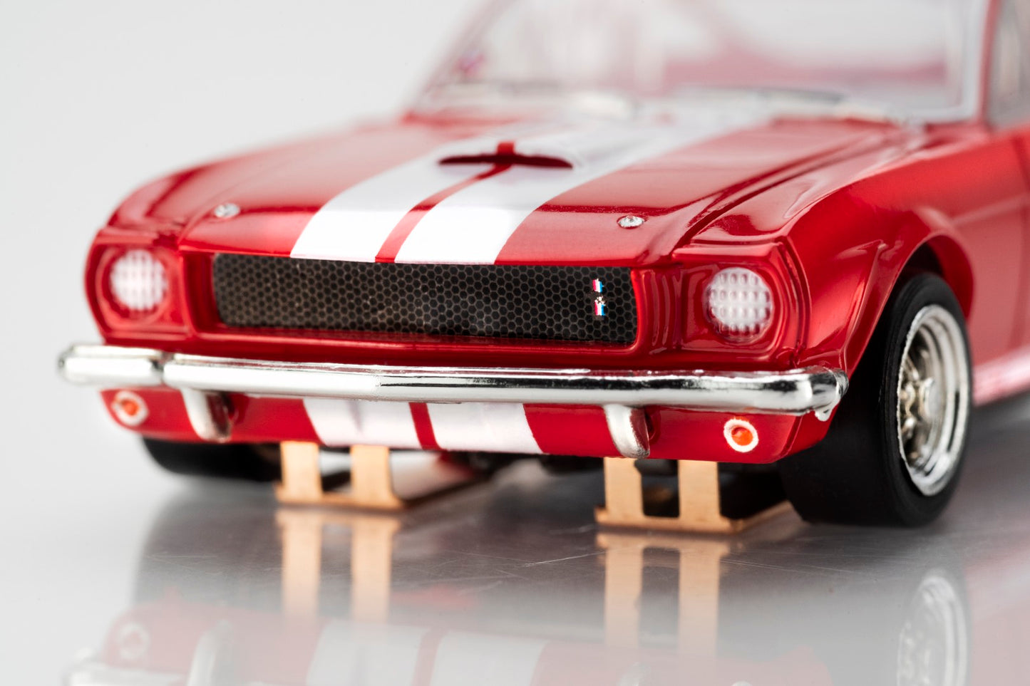 AFX Mega G+ 22152 1966 Shelby Mustang GT350 - Red with White Stripes HO Scale Slot Car