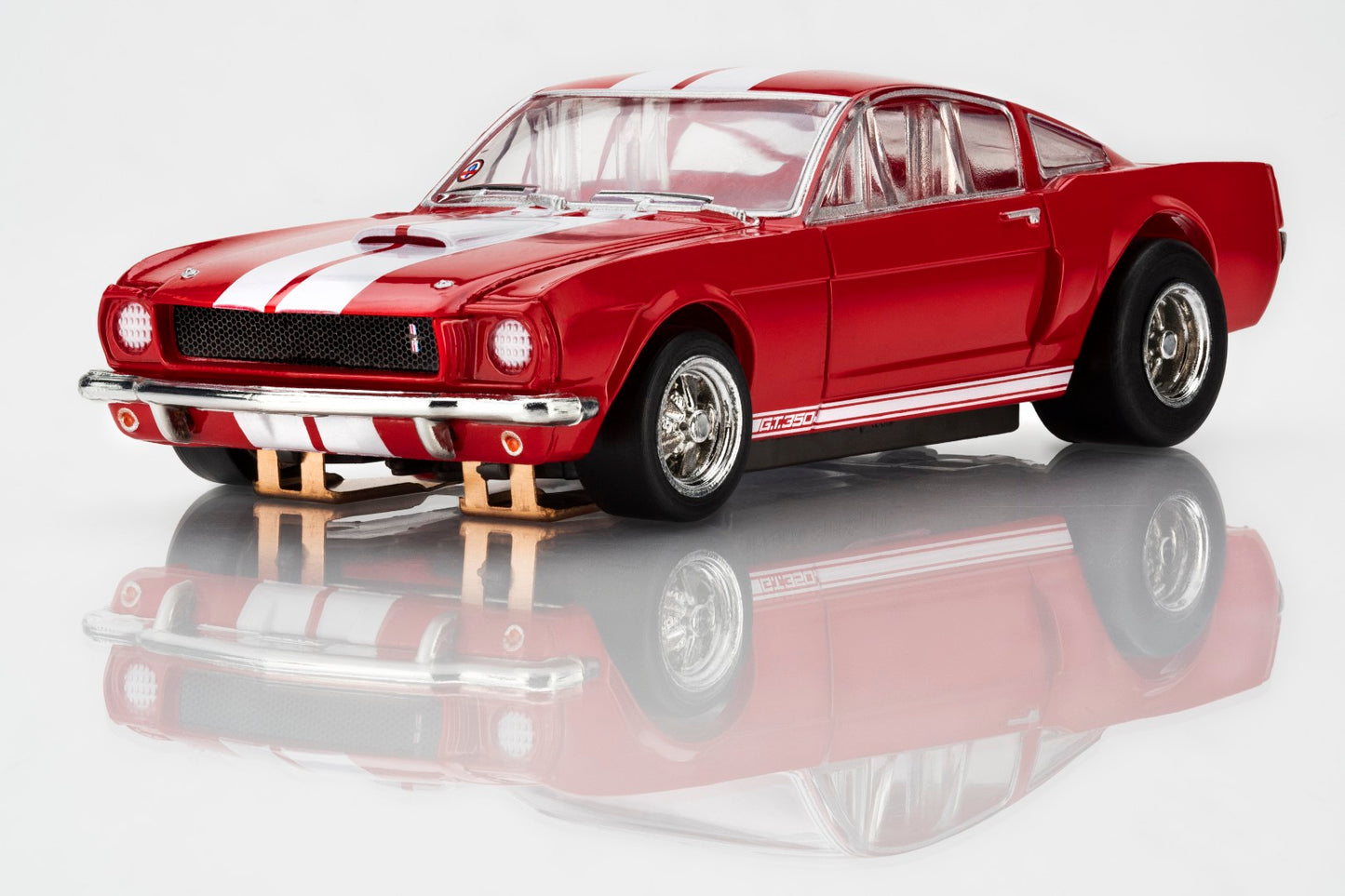 AFX Mega G+ 22152 1966 Shelby Mustang GT350 - Red with White Stripes HO Scale Slot Car