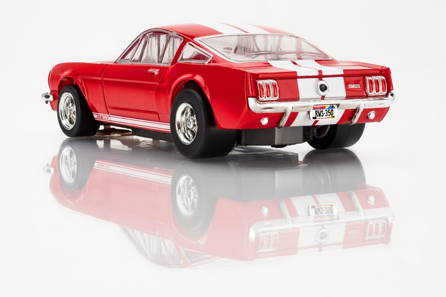 AFX Mega G+ 22152 1966 Shelby Mustang GT350 - Red with White Stripes HO Scale Slot Car