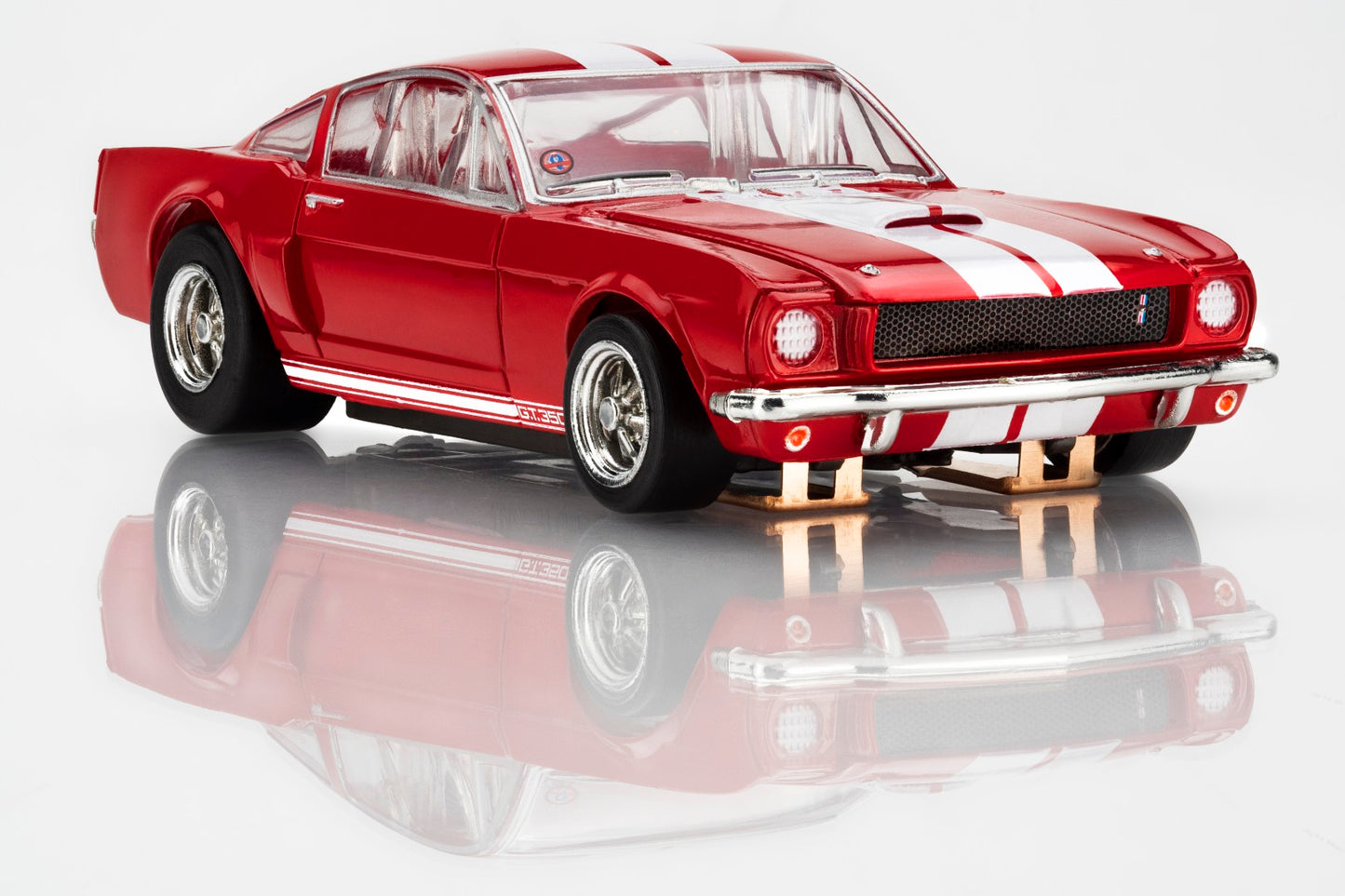 AFX Mega G+ 22152 1966 Shelby Mustang GT350 - Red with White Stripes HO Scale Slot Car