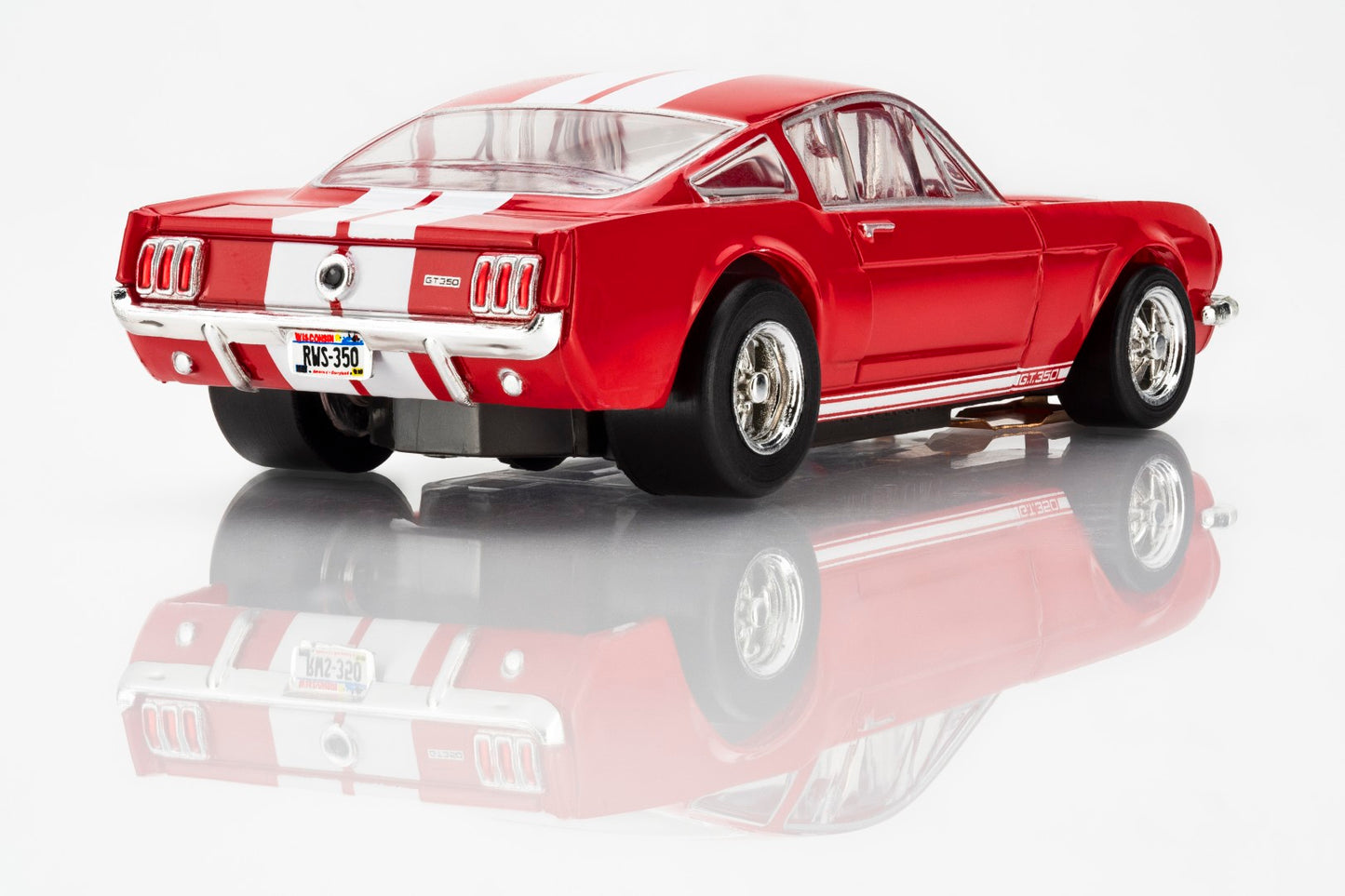 AFX Mega G+ 22152 1966 Shelby Mustang GT350 - Red with White Stripes HO Scale Slot Car