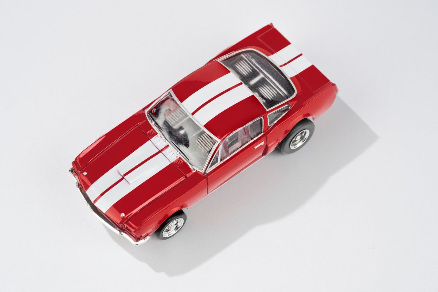 AFX Mega G+ 22152 1966 Shelby Mustang GT350 - Red with White Stripes HO Scale Slot Car