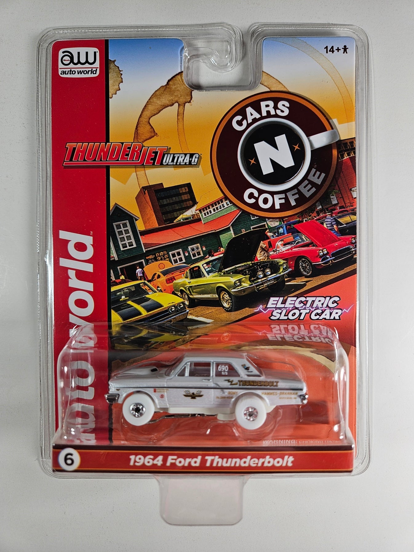 Auto World Thunderjet SC379 -6 2022 R2 CARS N COFFEE 1964 FORD THUNDERBOLT iWheels HO SCALE SLOT CAR