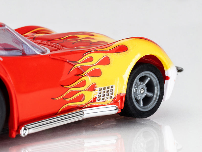 AFX Mega G+ 22055 Corvette 1970 Red with Yellow Wildfire - HO Scale Slot Car