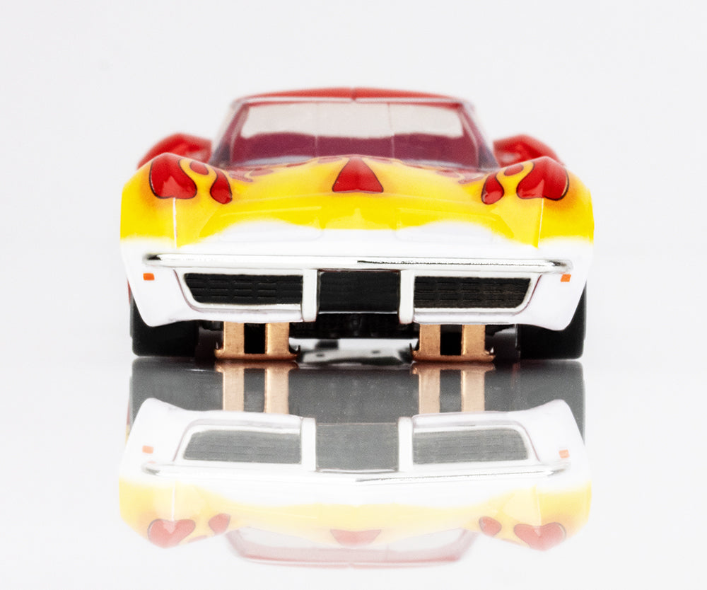 AFX Mega G+ 22055 Corvette 1970 Red with Yellow Wildfire - HO Scale Slot Car