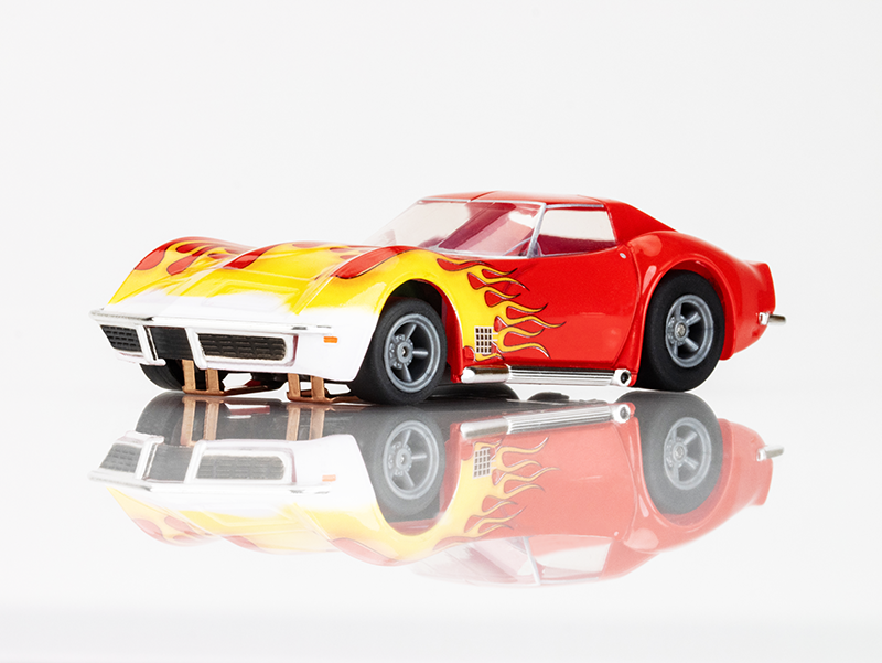 AFX Mega G+ 22055 Corvette 1970 Red with Yellow Wildfire - HO Scale Slot Car