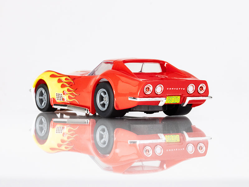 AFX Mega G+ 22055 Corvette 1970 Red with Yellow Wildfire - HO Scale Slot Car