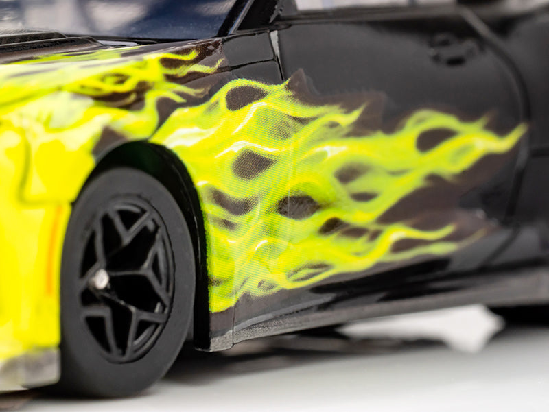 AFX Mega G+ 22060 Camaro ZL1 2021 Wildfire Black-Lime Flame - HO Scale Slot Car