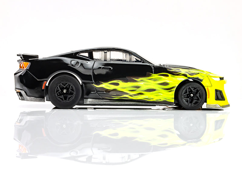 AFX Mega G+ 22060 Camaro ZL1 2021 Wildfire Black-Lime Flame - HO Scale Slot Car