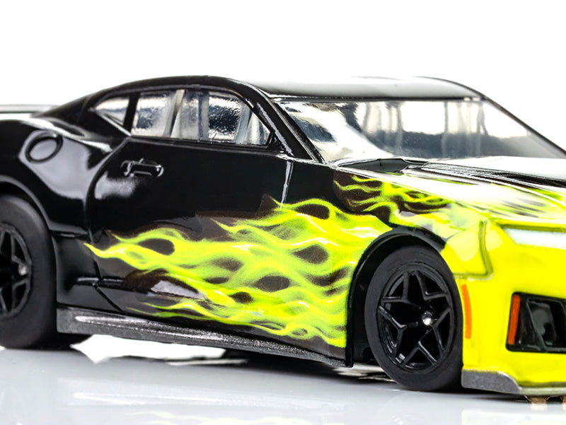 AFX Mega G+ 22060 Camaro ZL1 2021 Wildfire Black-Lime Flame - HO Scale Slot Car