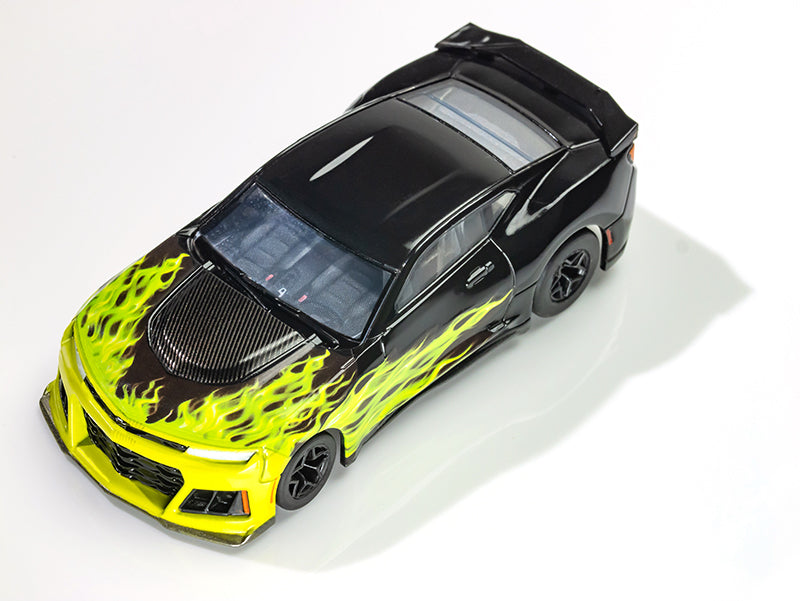 AFX Mega G+ 22060 Camaro ZL1 2021 Wildfire Black-Lime Flame - HO Scale Slot Car