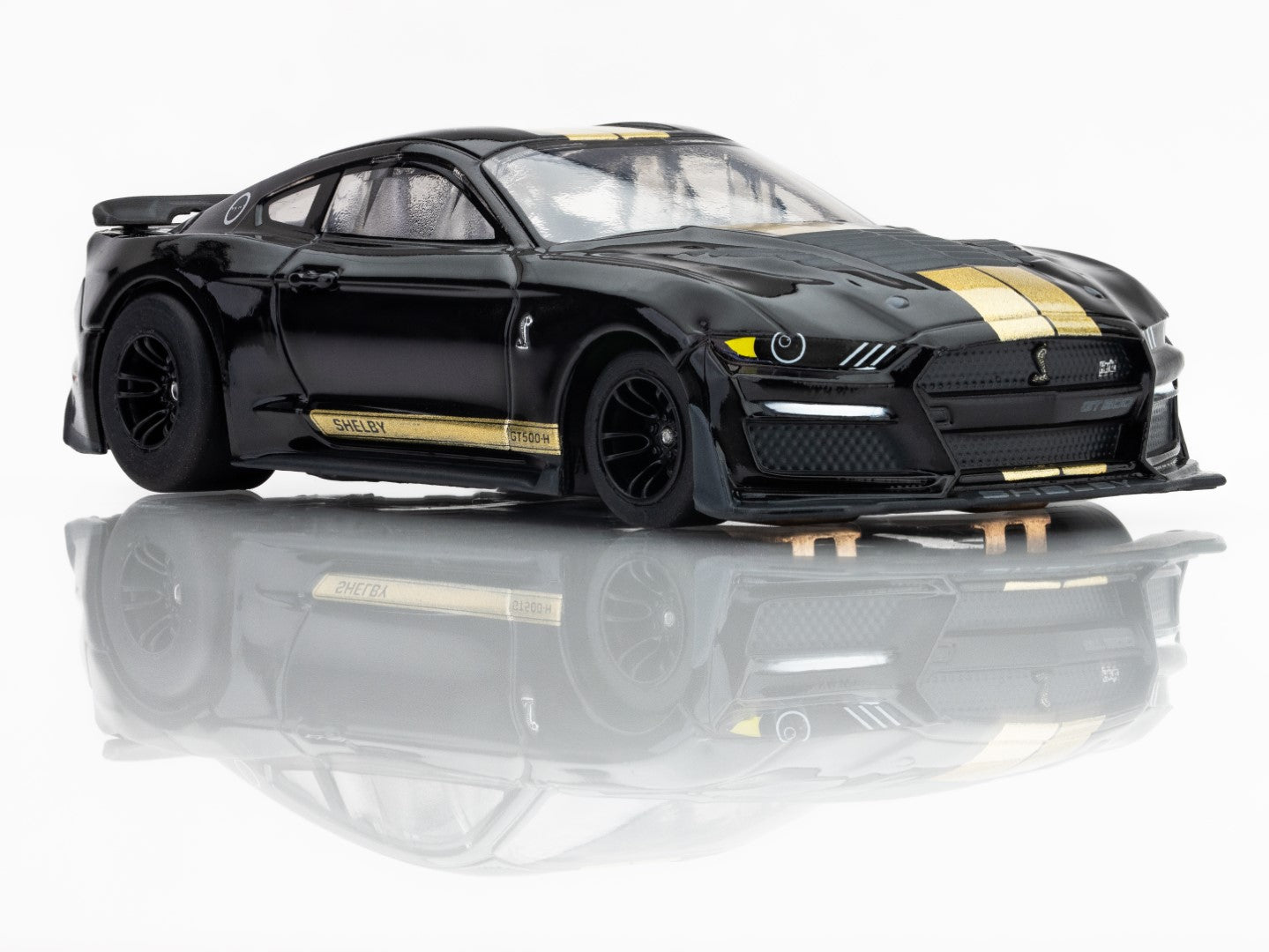 AFX Mega G+ 22082 2022 Shelby Mustang GT350H Black/Gold HO Scale Slot Car