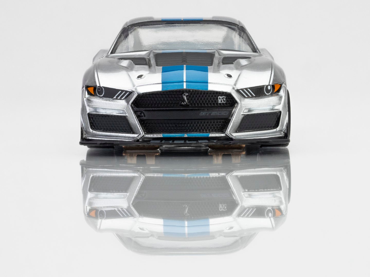 AFX Mega G+ 22099 2022 Shelby Mustang GT500KR Silver/Blue HO Scale Slot Car