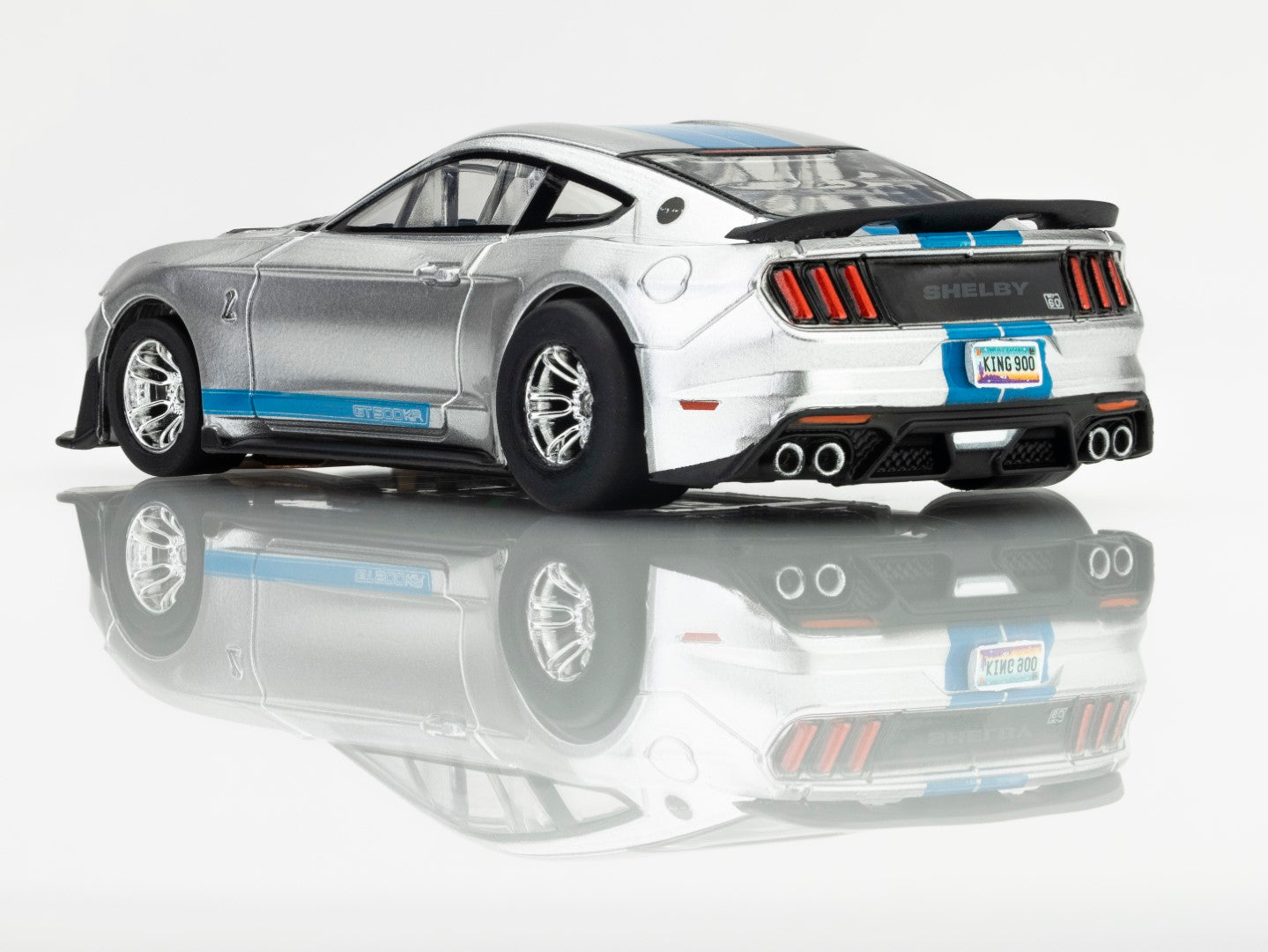 AFX Mega G+ 22099 2022 Shelby Mustang GT500KR Silver/Blue HO Scale Slot Car