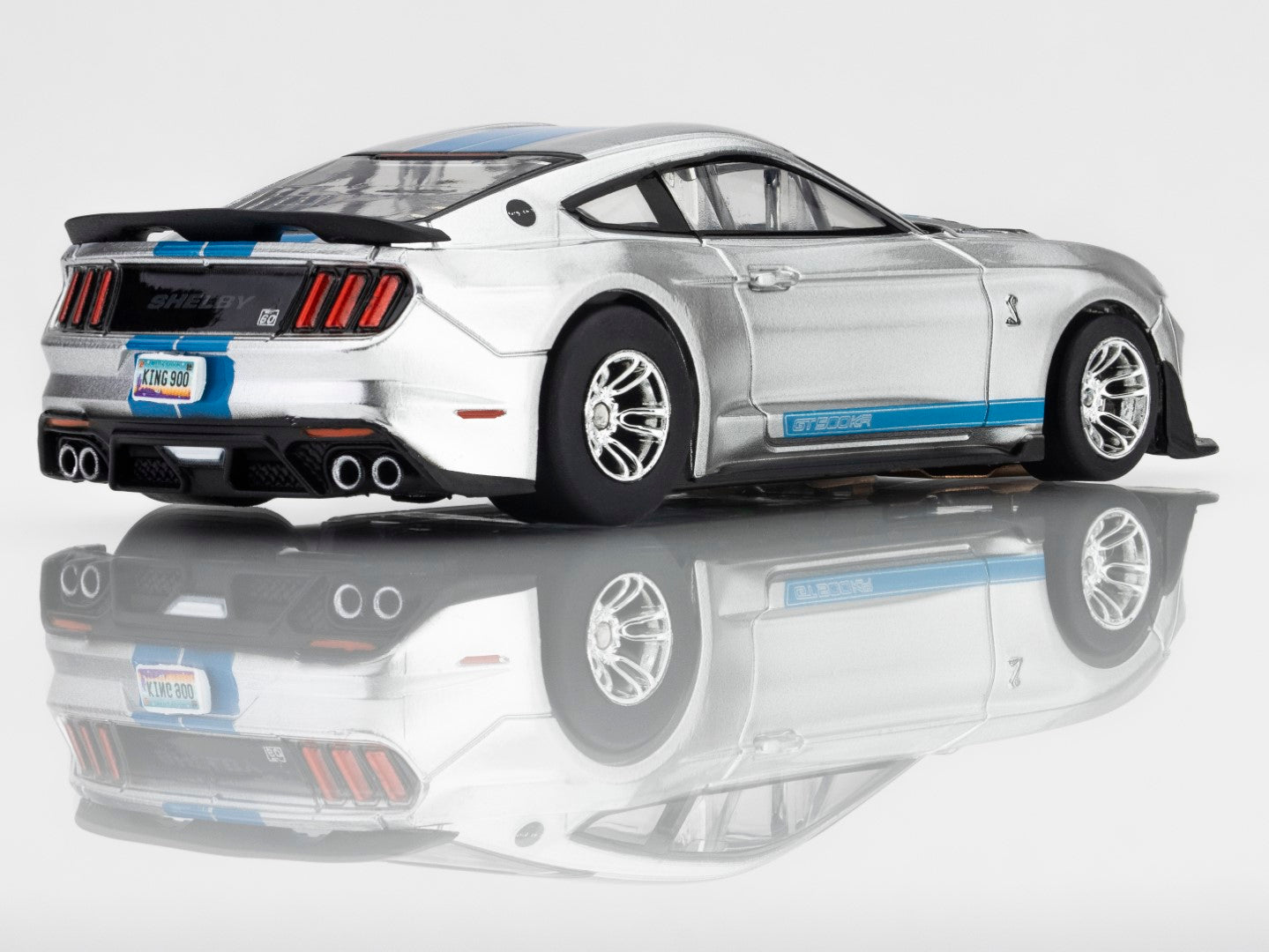 AFX Mega G+ 22099 2022 Shelby Mustang GT500KR Silver/Blue HO Scale Slot Car