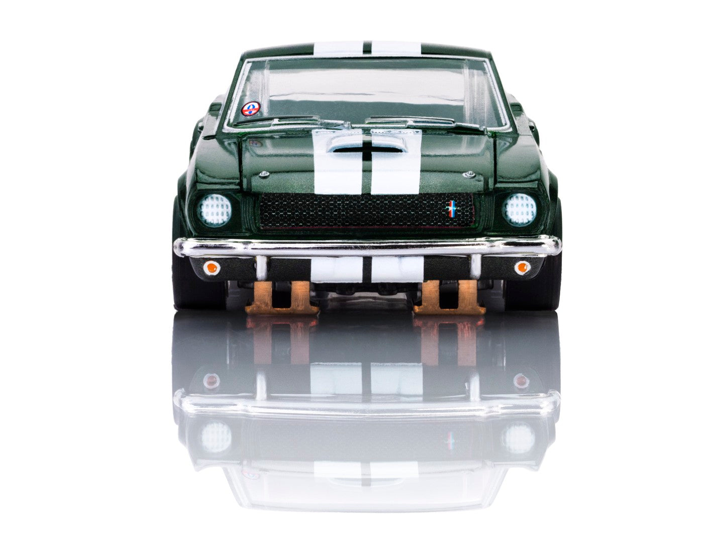 AFX Mega G+ 22150 1966 Shelby Mustang GT350 - Ivy Green with White Stripes HO Scale Slot Car