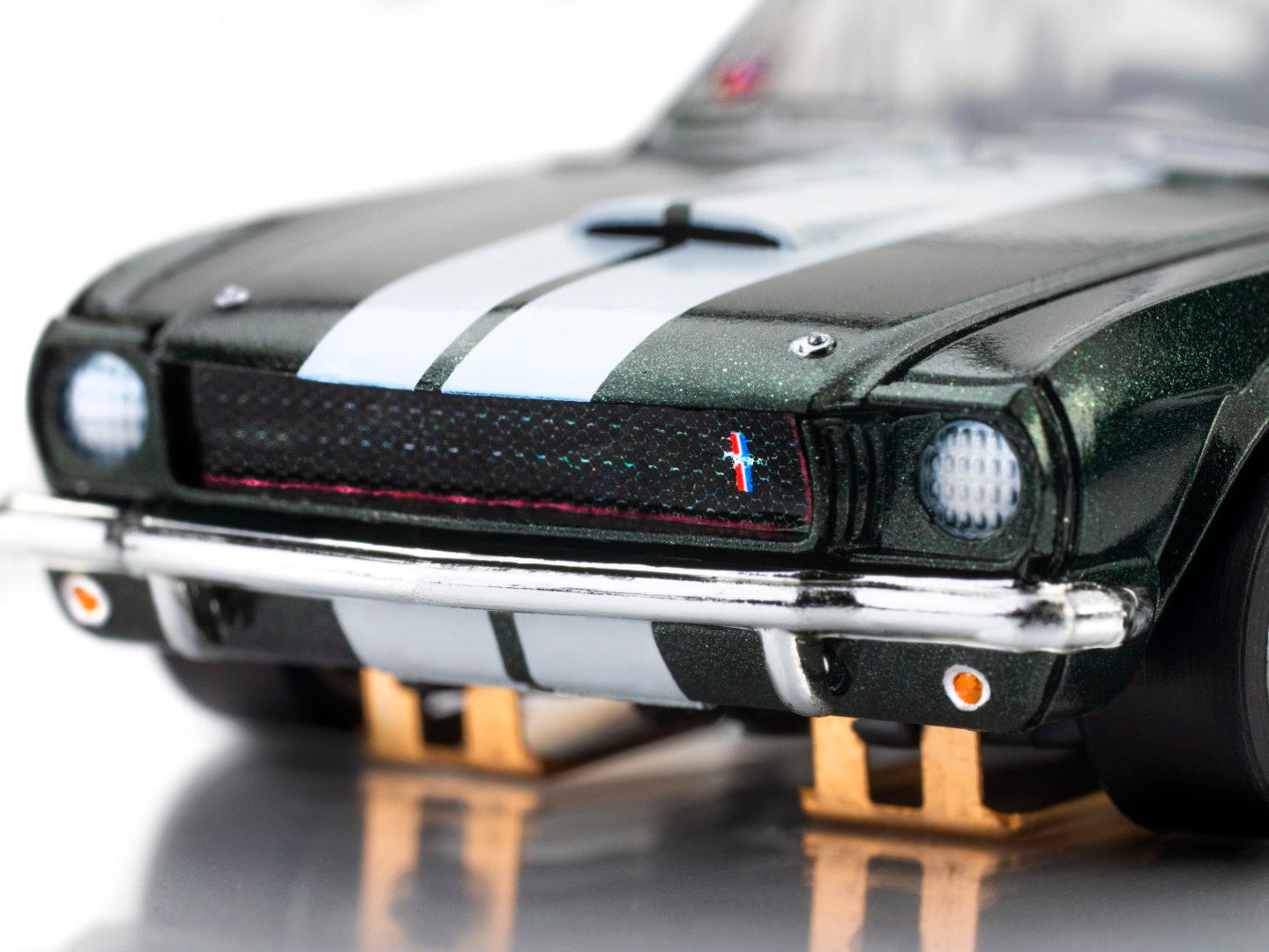 AFX Mega G+ 22150 1966 Shelby Mustang GT350 - Ivy Green with White Stripes HO Scale Slot Car