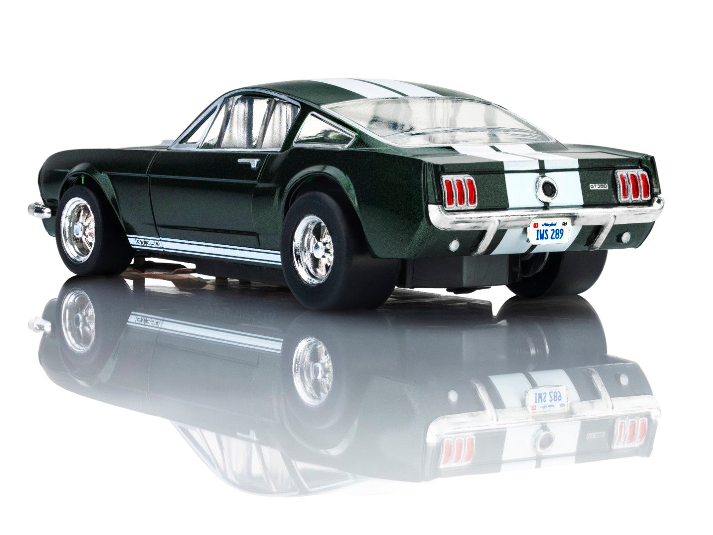 AFX Mega G+ 22150 1966 Shelby Mustang GT350 - Ivy Green with White Stripes HO Scale Slot Car
