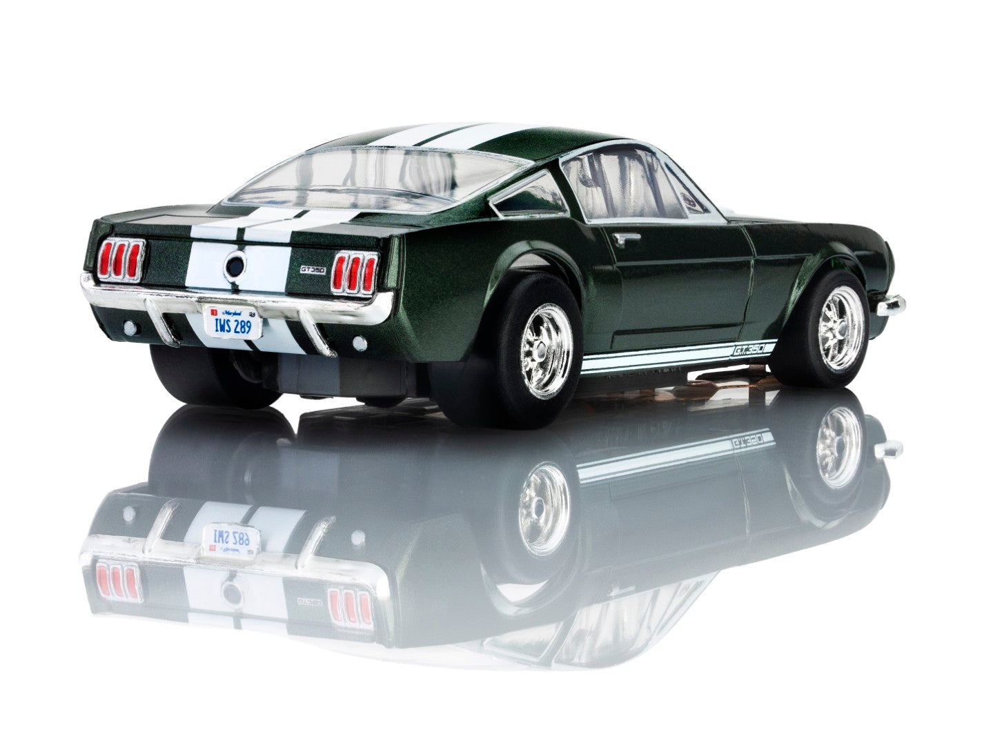 AFX Mega G+ 22150 1966 Shelby Mustang GT350 - Ivy Green with White Stripes HO Scale Slot Car