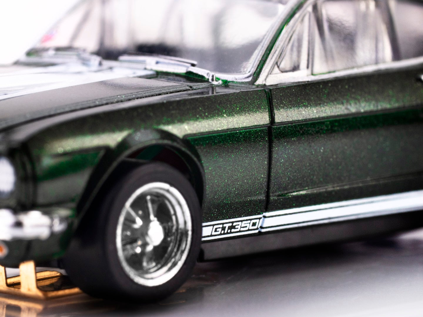 AFX Mega G+ 22150 1966 Shelby Mustang GT350 - Ivy Green with White Stripes HO Scale Slot Car