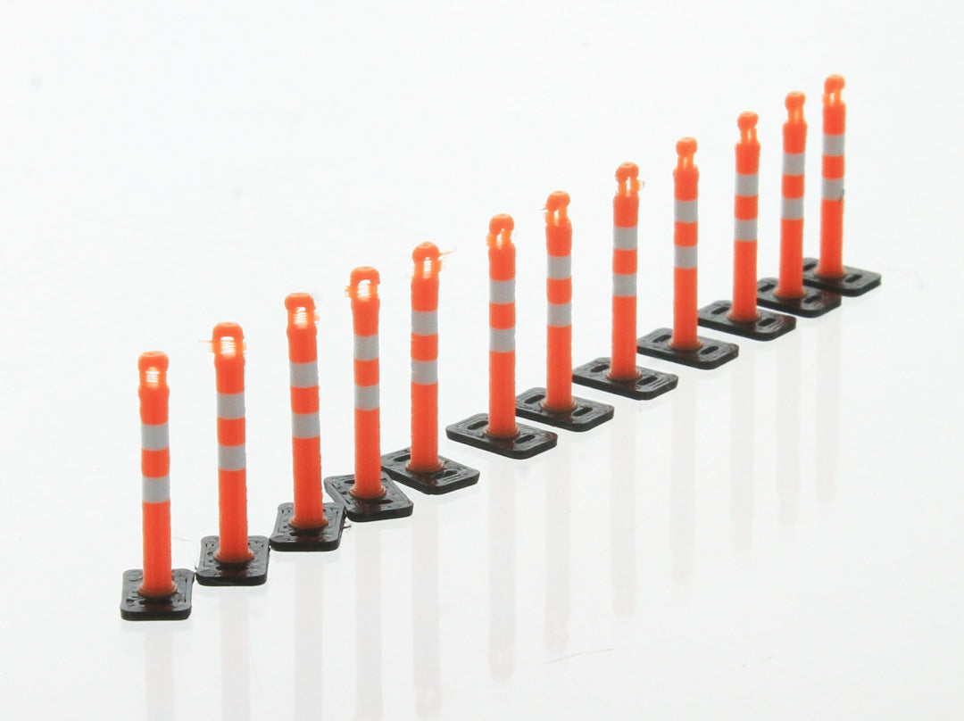 3D to Scale 64-108-OR Lane Delineation Markers - 12 pack orange and white - plastic - 1:64 Scale
