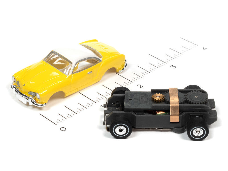 Auto World Thunderjet SC367 -2 R34 1963 KARMANN GHIA (YELLOW) HO Scale Slot Car