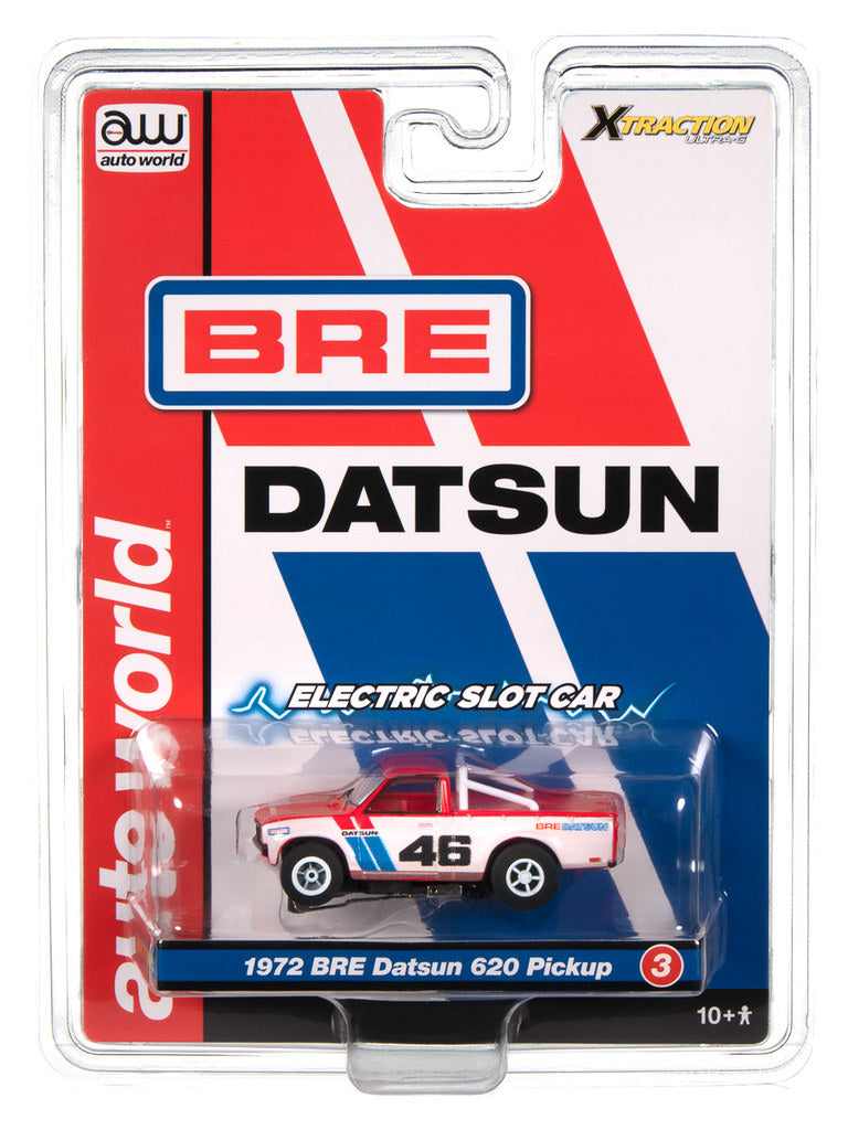 Auto World Xtraction SC404 -3 BRE 1972 Datsun 620 Pickup Truck Tribute HO Scale Slot Car (DUE OCTOBER 2024)