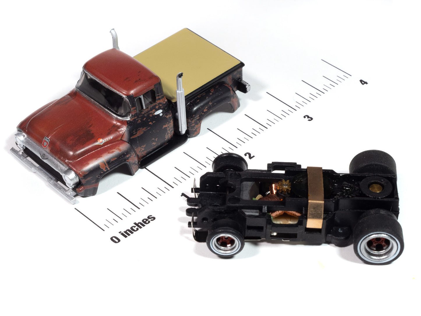 Auto World 4Gear SC413-3B 1956 Ford F100 Pickup (Rusted) HO Scale Slot Car