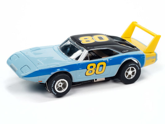 Auto World Xtraction SC412-4A 1969 Dodge Daytona (Blue/Yellow) HO Scale Slot Car