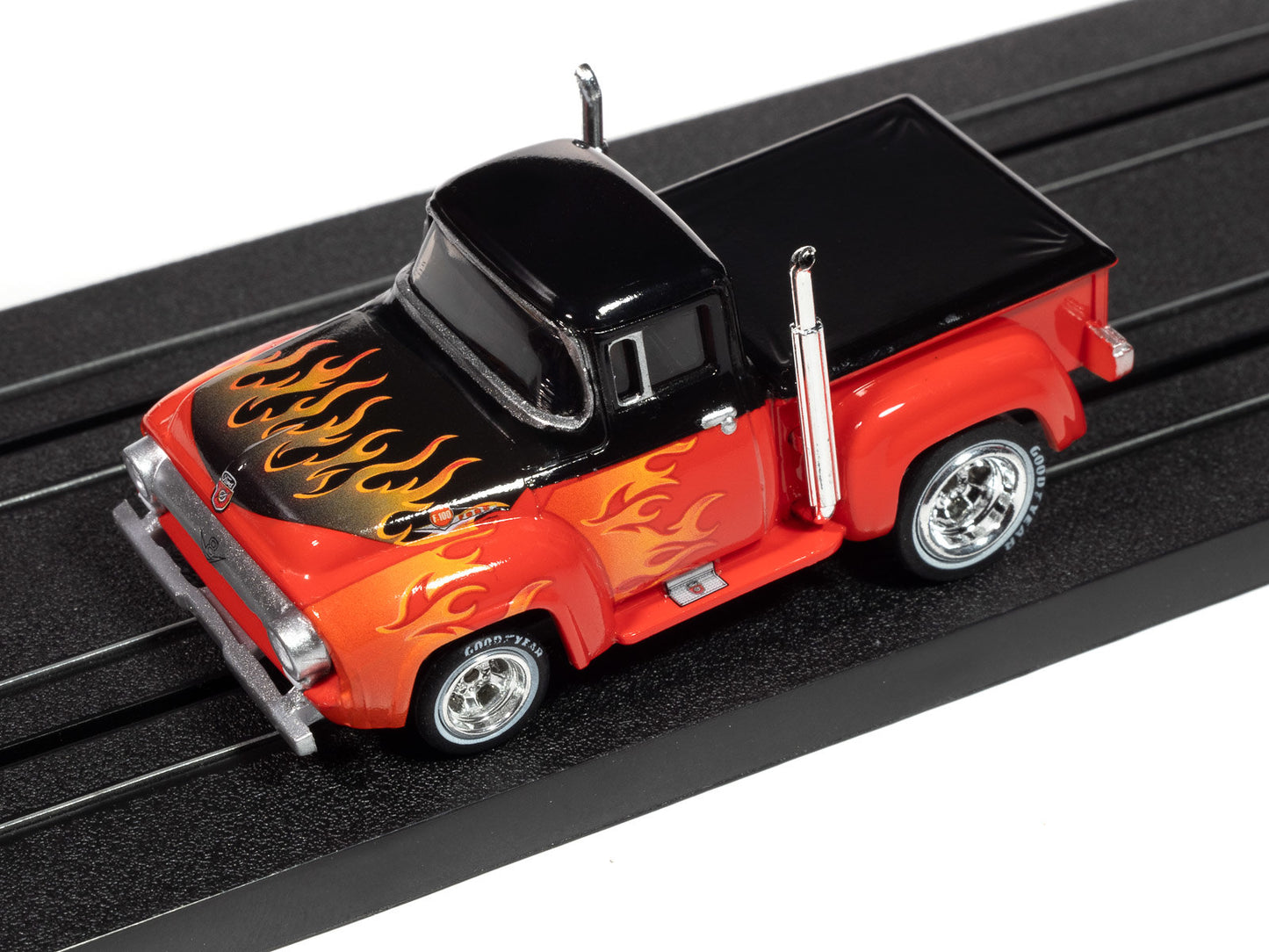 Auto World 4Gear SC413-3A 1956 Ford F100 Pickup (Red) HO Scale Slot Car