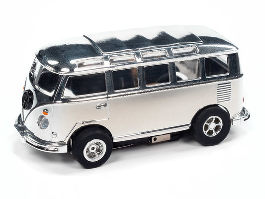 Auto World Xtraction SC412-2B 1965 VW Samba Bus (Chrome) HO Scale Slot Car