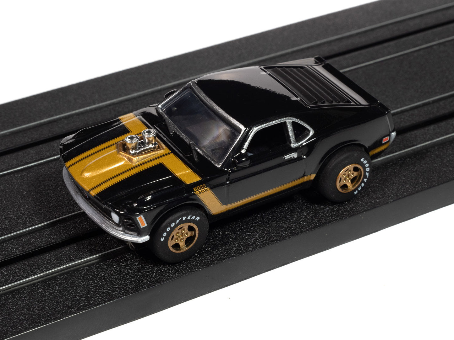 Auto World Super III SC413-1B 1970 Ford Mustang (Black) HO Scale Slot Car