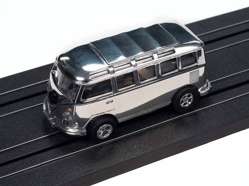 Auto World Xtraction SC412-2B 1965 VW Samba Bus (Chrome) HO Scale Slot Car