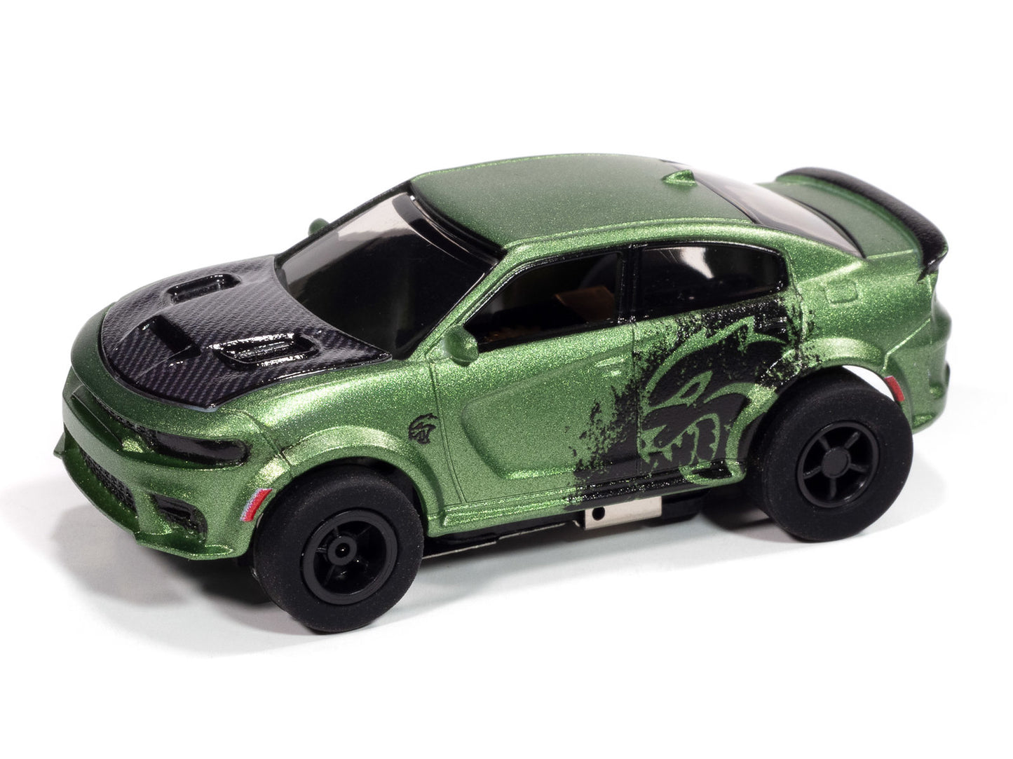 Auto World Xtraction SC417-3A 2021 Dodge Charger SRT Hellcat Redeye (Green) HO Scale Slot Car
