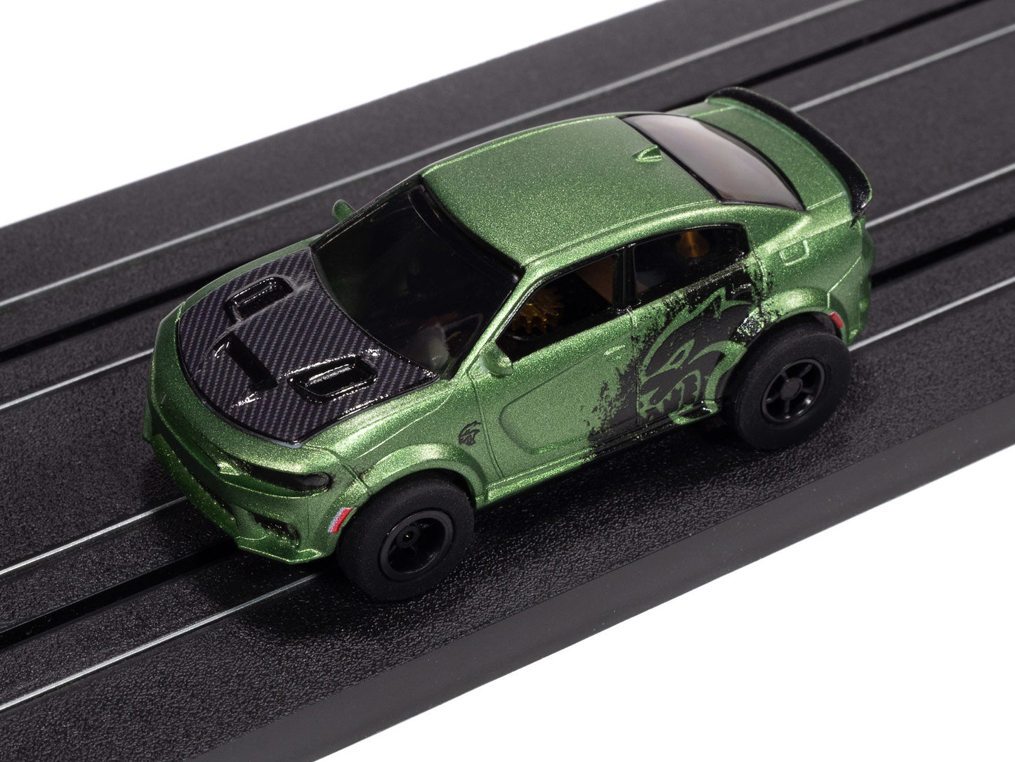 Auto World Xtraction SC417-3A 2021 Dodge Charger SRT Hellcat Redeye (Green) HO Scale Slot Car