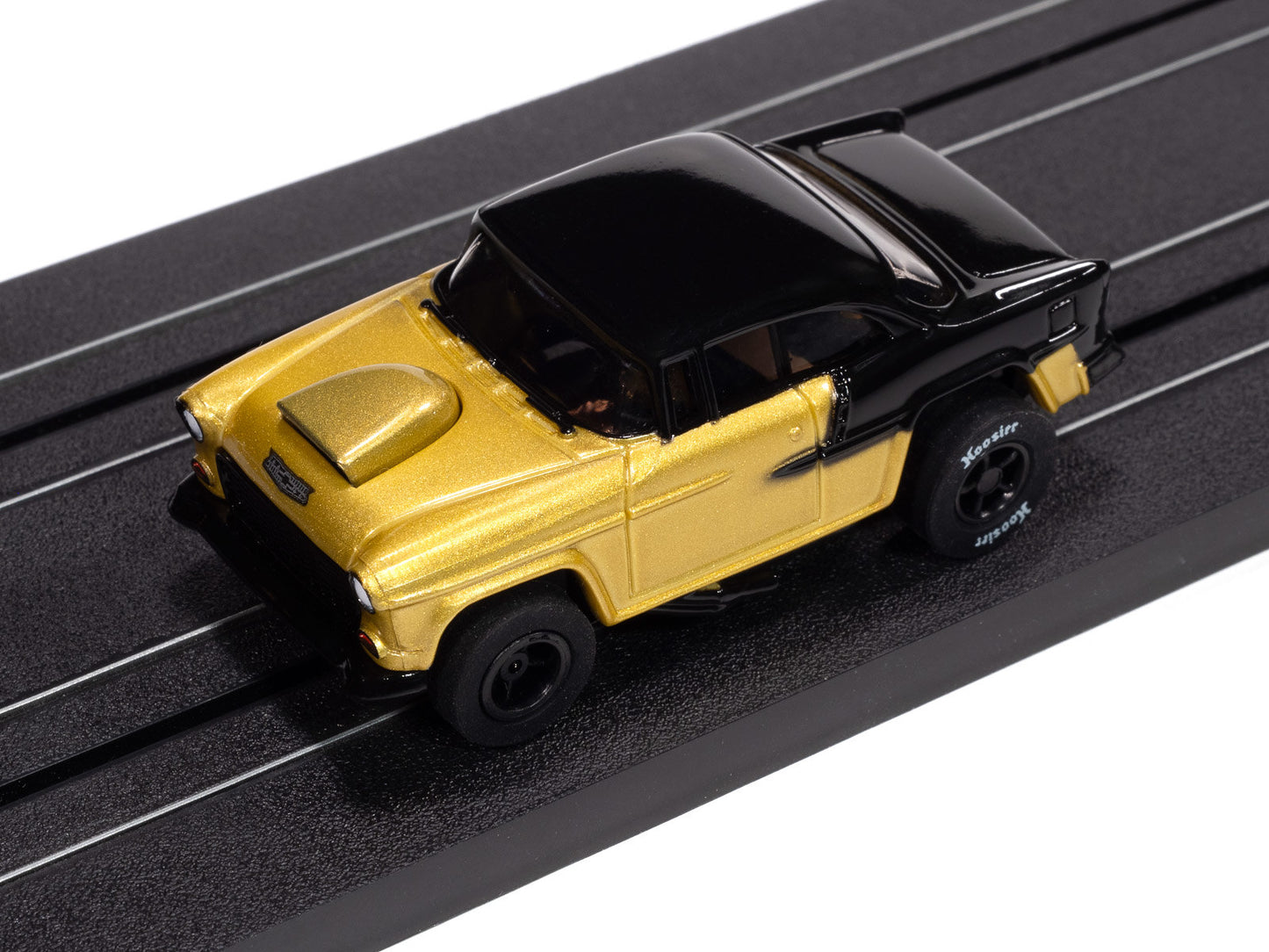 Auto World Xtraction SC417-1A 1955 Chevrolet Bel Air (Metallic Gold & Black) HO Scale Slot Car