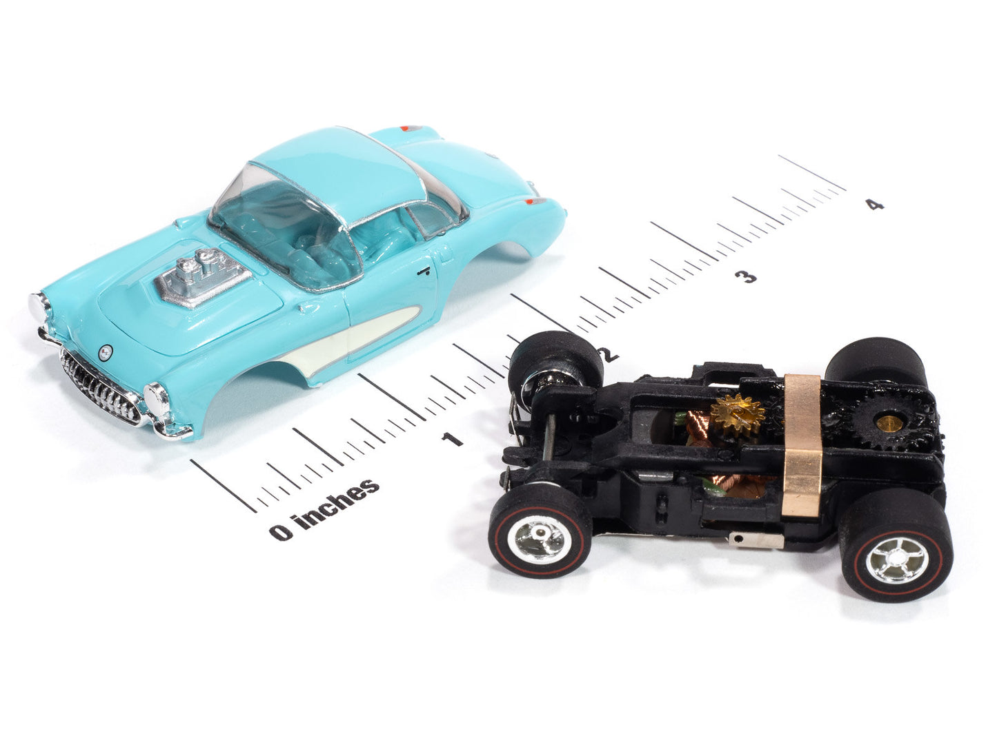 Auto World Xtraction SC417-2B 1957 Chevy Corvette Convertible (Turquoise) HO Scale Slot Car