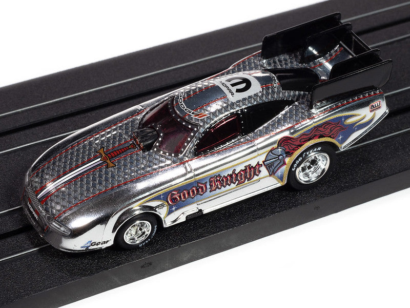 Auto World 4Gear SC421-2A 2022 Dodge Charger Good Knight FC (Silver Chm, Black, White, Blue & Red) HO Scale Slot Car