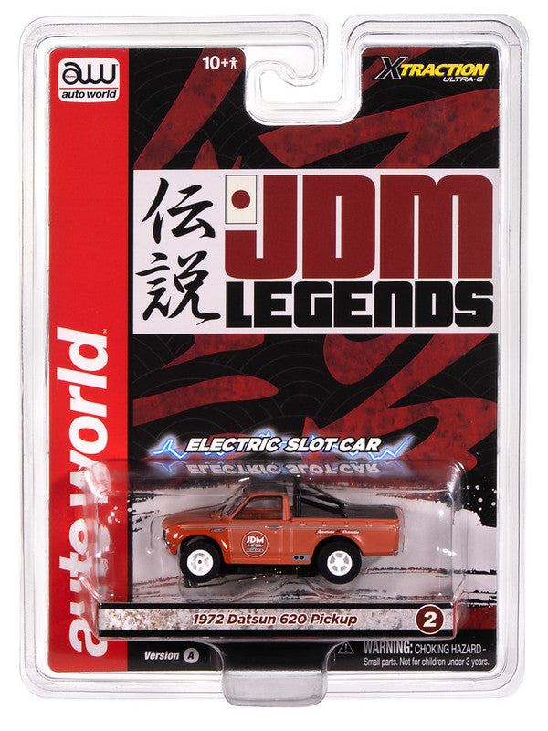 Auto World Xtraction SC418-2A 1972 Datsun 620 Pickup Truck JDM Legends (Rusty Red) HO Scale Slot Car
