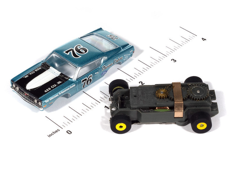 Auto World Thunderjet SC423-1B 1968 Ford Torino (Teal, Black, & White) HO Scale Slot Car