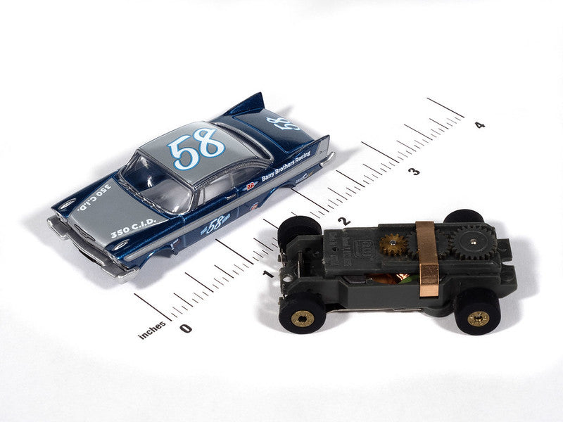 Auto World Thunderjet SC423-4B 1958 Plymouth Fury (Metallic Blue & Silver) HO Scale Slot Car