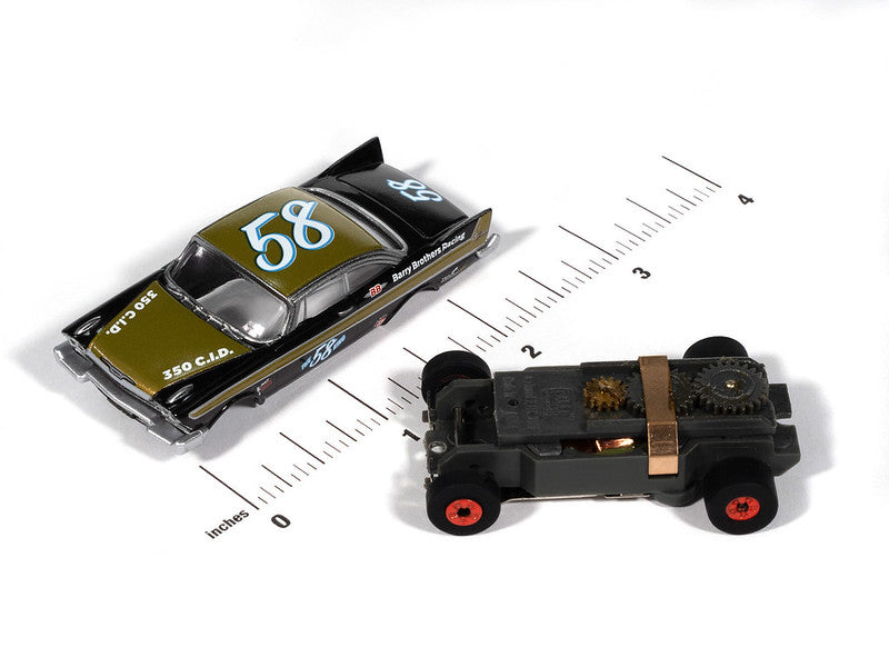 Auto World Thunderjet SC423-4A 1958 Plymouth Fury (Flat Black & Gold) HO Scale Slot Car